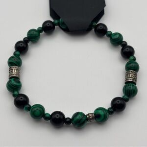 Elegant Green and Black Beaded Bracelet